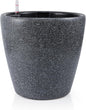 Dexceder 13x12 Self Watering Planter with Wheels Indoor Outdoor, Inner Pot Design, Thickened Large Floor Standing Flower Plant Pot with Water Level Indicator (Stone Matte)