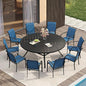 VICLLAX Patio Table and Chair Set of 10, All Weather Metal Round Outdoor Dining Furniture Set-59.9" Round Outdoor Table and Chairs, Black Tabletop