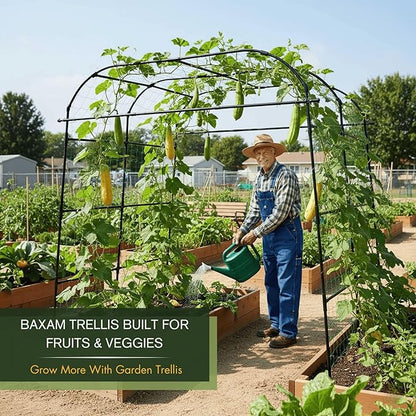 Wide Arch Trellis 7FT Extra Tall Garden Trellis Arch – Sturdy Plastic Coated Steel Metal Arch for Garden Climbing Plants & Vegetables, Weather-Resistant Outdoor Cucumber Trellis Arch