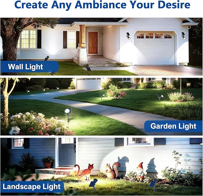 Solar Lights Outdoor Waterproof IP65,6500K Super Bright LED,2 Lighting Modes, Solar Powered Yard Garden Solar Spot Lights for Flag Landscape Auto On/Off-8 Pack