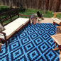 SAND MINE Reversible Mats, Plastic Straw Rug, Modern Area Rug, Large Floor Mat and Rug for Outdoors, RV, Patio, Backyard, Deck, Picnic, Beach, Trailer, Camping, Blue, 9' x 12'