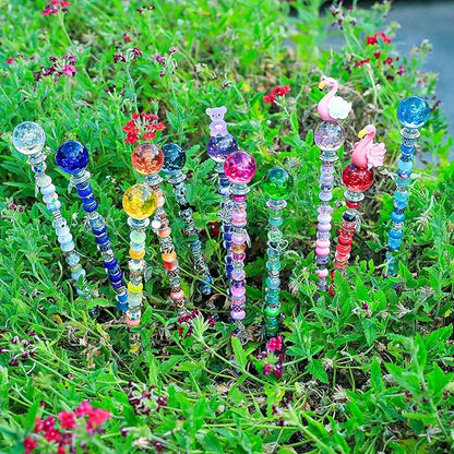 Decorative Garden Stakes DIY Kit, 238 Pieces with Multicolor Beads