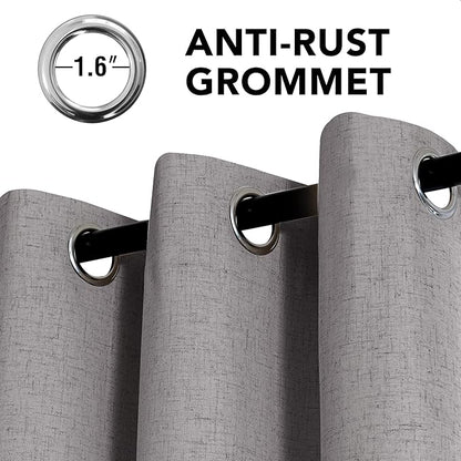 H.VERSAILTEX Linen Curtains 100% Blackout Curtains for Bedroom 84 inch Long Full Light Blocking Nature Linen Blended Window Curtains for Living Room Nickel Grommet (2 Panels, Heathered Dove)