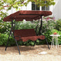 Porch Swing for Patio, 3-Person Brown with Adjustable Canopy