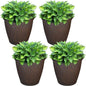 Sunnydaze 15.25-Inch Anjelica Large Plastic Pot for Plants - Outdoor Double-Walled Large Plastic Planter with Drillable Drainage Holes - Rust - 4pk