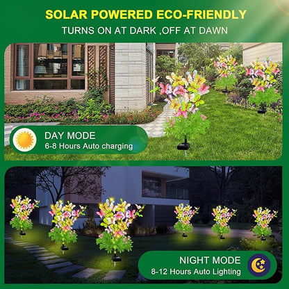 Solar Garden Lights Outdoor Waterproof,4 Packs Solar Swaying Butterfly Lights Decor,Gardening Butterfly Gifts for Mom Women,Solar Flowers Plant Lights Decorative Stakes for Yard Patio Lawn Pathway