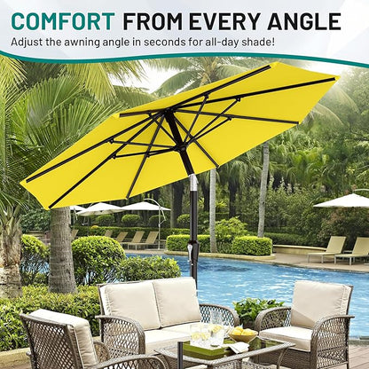 AreShark 9 FT Patio Umbrella for Outdoor, Outdoor Table Umbrella with Push Button Tilt and Crank, Outdoor Patio Umbrellas with 8 Sturdy Ribs for Market, Garden, Pool (Yellow)