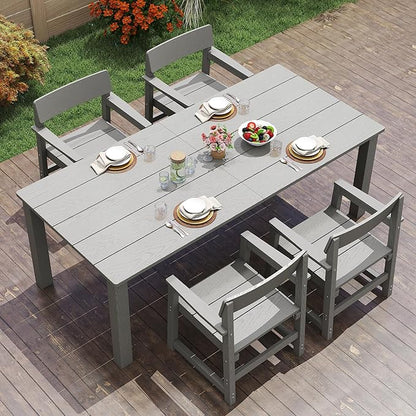 5-Piece HIPS Patio Dining Set for 4 Person Outdoor Dining Sets with Umbrella Hole Tables and Chairs Furniture Set All Weather Proof for Garden, Backyard, Poolside