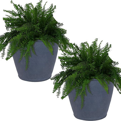 Sunnydaze 24-Inch Anjelica Large Plastic Pot for Plants - Outdoor Double-Walled Large Plastic Planter with Drillable Drainage Holes - Slate - 2pk