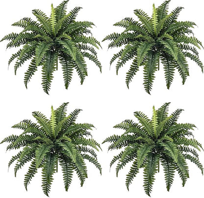 35" Fake Ferns, 4 Large Artificial Bonston Ferns Bushes Plants with 39 Fronds for Outdoors Garden Patio Porch Entrance Low Maintain Home Decor