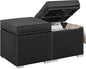 Yaheetech Wicker Ottomans, Set of 2 Patio PE Rattan Side Tables with Hidden Storage & Removable Cushion, Outdoor/Indoor Footstools, Additional Seating for Garden/Balcony/Yard, Black/Gray