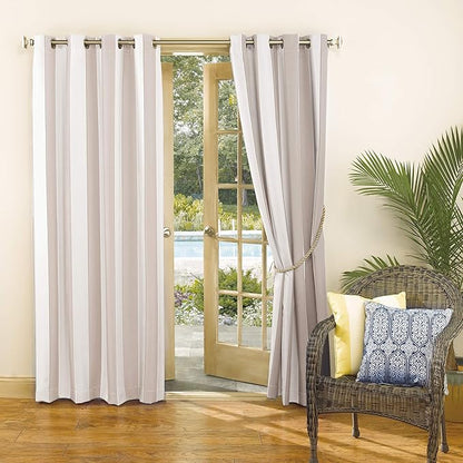 Sun Zero Valencia Cabana Stripe Indoor/Outdoor UV Protectant Energy Efficient Grommet Curtain Panel Pair, 54" x 95", 2-Pack