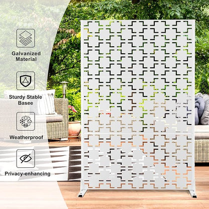 Metal Privacy Screen Outdoor 72" H×47" W, Freestanding Decorative Privacy Screen - Image 2