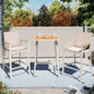 LAUSAINT HOME 3-Piece Patio Bar Set, All Weather Textilene Bar Height Table and Chairs Set with Wood Like-Top Table, Metal Counter Height Bar Stools and Table Set for Garden, Deck, Balcony