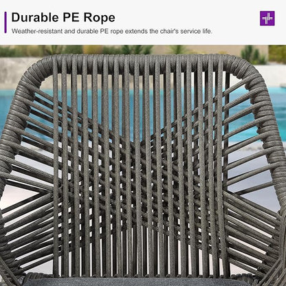 PURPLE LEAF Outdoor 24" Counter Height Bar Stools Chair Set of 2, All Weather Rattan and Aluminum Patio Bar Stool with Cushion for Indoor and Outdoor, Kitchen Island, Smoke Grey
