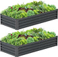 2PCS 6x3x1FT Galvanized Raised Garden Bed, Galvanized Planter Raised Garden Boxes Outdoor, Large Metal Raised Garden Beds for Vegetables-Grey