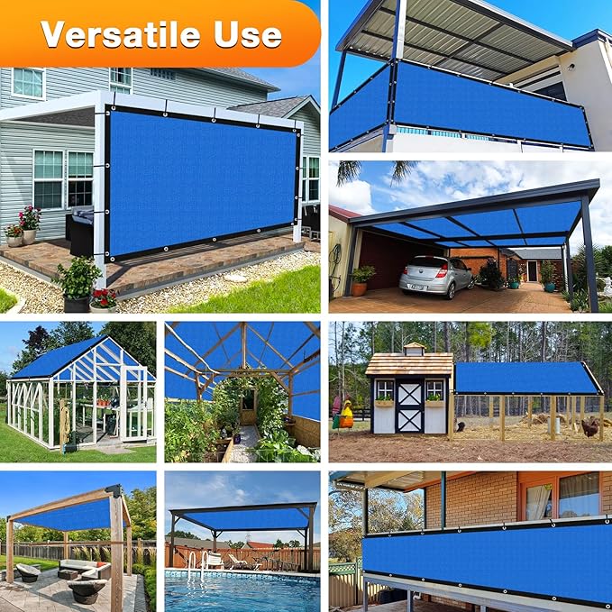 Artpuch Outdoor Pergola Shade Cover 8' X 12' Sun Shade Cloth with Grommets, 90% UV Protection Canopy Patio Privacy Screen (Customized Available) GN107, Blue