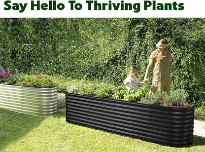 Plant & Plot Galvanized Raised Garden Beds Outdoor // 8×2×2 ft Planter Raised Beds for Gardening, Vegetables, Flowers // Large Metal Garden Box (Black) // Patented Tool-Free Design