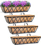 24in 4pcs Planter Box with Coco Liner, Rust-Resistant Metal Frame, Drainage Hole, Indoor/Outdoor Use, Black Finish