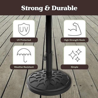 Umbrella Base - Heavy-Duty 19lbs Weighted Outdoor Stand for Patio Table, Tilt, and Lightweight Freestanding Umbrellas by Pure Garden (Black)