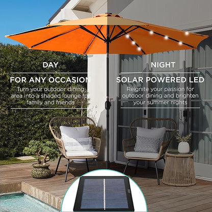Best Choice Products 10ft Solar Polyester LED Lighted Patio Umbrella w/Tilt Adjustment and UV-Resistant Fabric