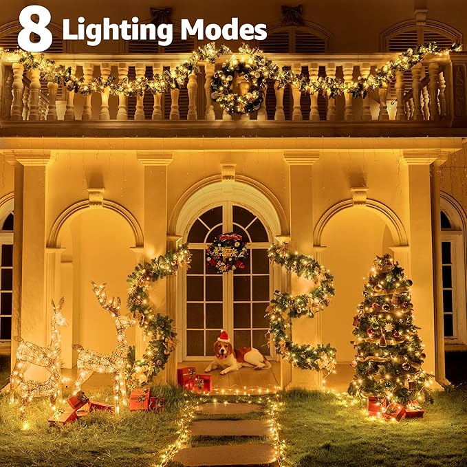 String Lights, 196 FT, 600 LEDs, Warm White, IP44 Waterproof