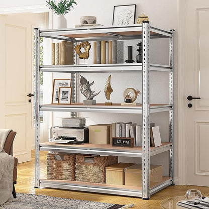 REIBII 2020LBS Garage Shelving Heavy Duty 5 Tier Storage Shelves Adjustable Metal Shelving for Basement, Warehouse, Pantry, Closet, Kitchen, Easy Assembly, 72" H x 35.55" W x 16" D, Galvanized