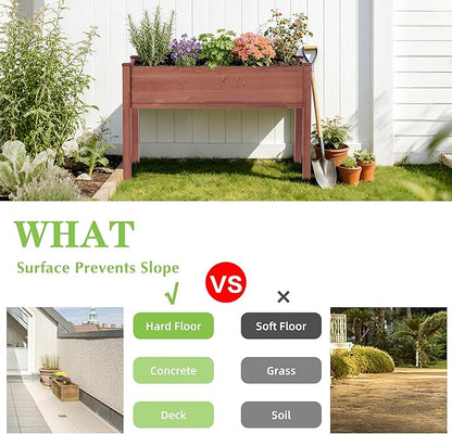 Raised Garden Bed with Legs, 48x24x30'', Outdoor Wood Elevated Planter Box, Thick Legs, w/Liner