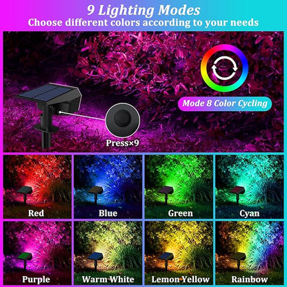 Sucolite 8-Pack Solar Spot Lights Outdoor Waterproof IP65, 3 Lighting Modes 2-in-1 Solar Landscape Spotlights for Yard, 59 LED Solar Powered Wall Lights for Garden Pathway Driveway Walkway, Multicolor