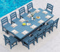 SERWALL 11 Piece Outdoor Dining Set, 84" HDPE Outdoor Table and Chairs for 10，All Weather Patio Furniture Set with Umbrella Hole for Backyard, Garden, Blue