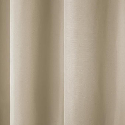 Town & Country Basics Cabana Solid Heavyweight Indoor Outdoor Curtains, Light Filtering Opacity with Grommet Top, Water Repellent, 2-Pack Set, 54"x63", Taupe