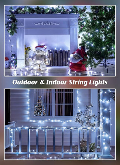 Brightown 4 Pack Solar Christmas Lights Outdoor, Total 184FT 480 LED Solar String Lights Outdoor Waterproof Green Wire with 8 Modes, Solar Fairy Light for Garden Yard Patio Party Decors, Cool White