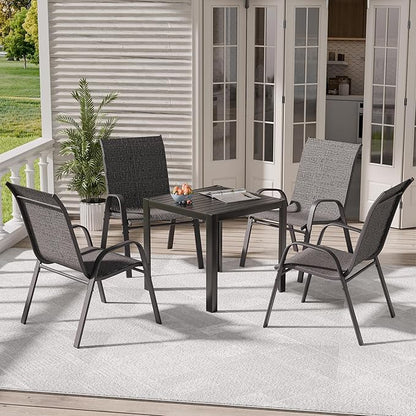 Patio Dining Chairs Set of 4, Dark Grey Metal Frame with 650D Fabric