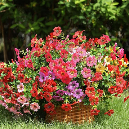 Artificial Flowers Outdoor Fake Plants, Faux Silk Flowers Plastic Plants for Outdoors Indoor Outside Front Porch Hanging Planter Window Box Garden Home Spring Decoration, 14 Pack (Mix)