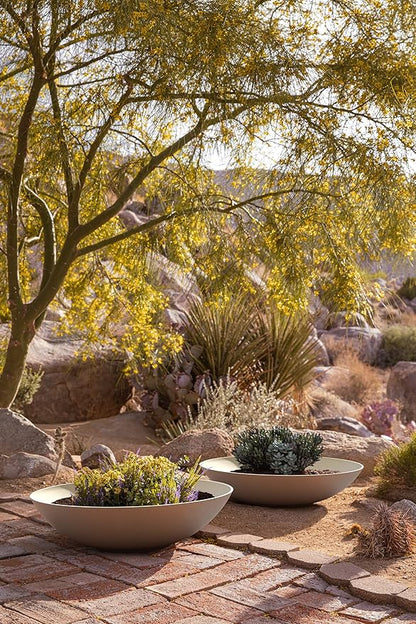 Veradek Mason Series Lane Bowl Planter| for Indoor or Outdoor Tabletops/Gardens |Made from Plastic-Stone Composite with Drainage Holes|Modern Décor for Flowers, Succulents, Small Plants
