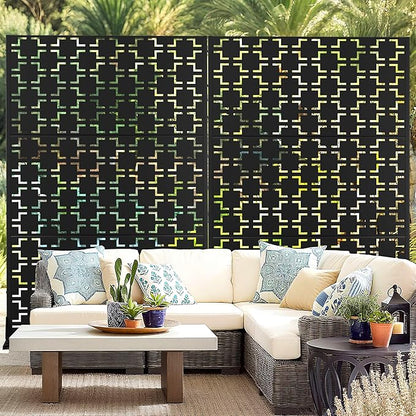 Outdoor Privacy Screen,72" H×47" W Metal Privacy Screen, Freestanding Privacy Fence Panels for Patio