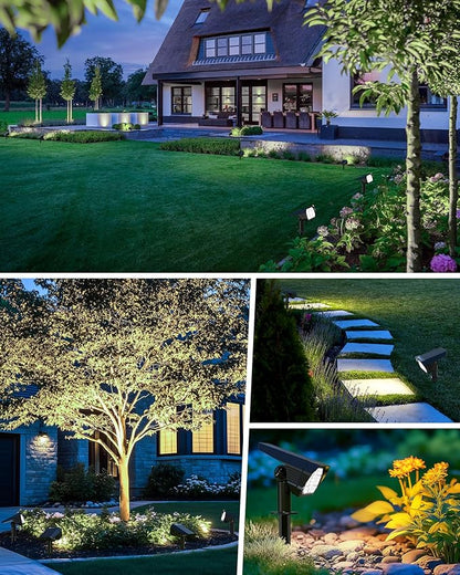 Brightown 4Pack Solar Spot Lights Outdoor with 58 LED & 1800mAh, IP67 Solar Lights Outdoor Waterproof with 3 Light Modes, 2-in-1 Dual Use Outdoor Solar Lights for Yard, Garden and Pathway (Cool White)