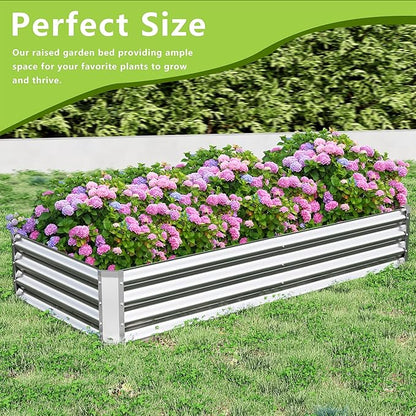 2PCS 6x3x1FT Galvanized Raised Garden Bed, Galvanized Planter Raised Garden Boxes Outdoor, Large Metal Raised Garden Beds for Vegetables-Silver