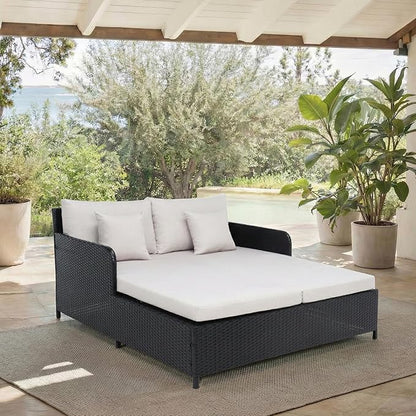Safavieh Outdoor Collection PAT7500 Daybed, Black/Light Grey
