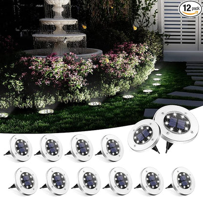SOLPEX Solar Ground Lights, 12 Pack Solar Lights Outdoor Waterproof, 8 LED Solar Powered Landscape Lighting for Garden Yard Patio Pathway Driveway Walkway (Cool White)