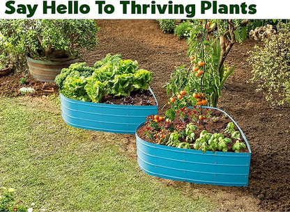 Plant & Plot Galvanized Raised Garden Beds Outdoor // Planter Raised Beds for Gardening, Vegetables, Flowers // Large Metal Garden Box (Teal) // Tool-Free Assembly
