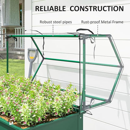 Outsunny Raised Garden Bed with Greenhouse Cover, Elevated Planter Box with Legs and Drainage Hole for Vegetables Flowers Herbs, 39.4" x 18.9" x 48.8", Green