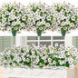 Bassion Artificial Flowers for Outdoors, 24 Bundles UV Resistant Fake Flowers Realistic Silk Faux Plants for Outdoor Planter Window Box Porch Patio Garden Home Outside Decorations