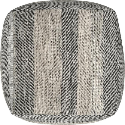 SIMPLIHOME Clay Square Pouf - 18 inch Wide Upholstered Cotton Ottoman in Grey Melange, Boho Footstool, Decorative Cube Pouf or Extra Seating for Living Room, Bedroom, or Kids Room, Assembled