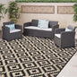 SAND MINE Waterproof Outdoor Rug 8x8 ft, Plastic Reversible Rug, Modern Area Rug, Large Floor Mat for Outdoors, RV, Patio, Backyard, Deck, Picnic, Beach, Camping, Black & Beige