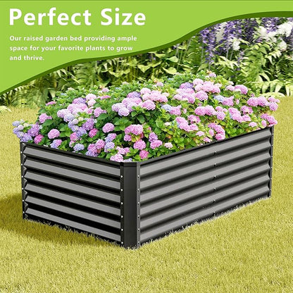 4x2x2FT Galvanized Raised Garden Bed,Galvanized Planter Boxes Outdoor, Large Metal Raised Garden Beds for Vegetables-Grey
