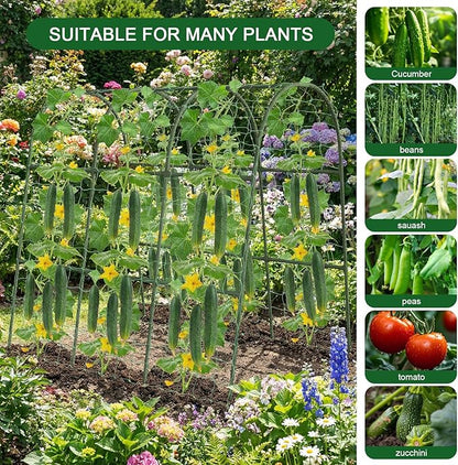 Cucumber Trellis for Raised Bed, 63"x47"x22" Garden Trellis for Climbing Plants Outdoor with Climbing Net and Plant Support Clip for Cucumber, Vegetable, Flowers