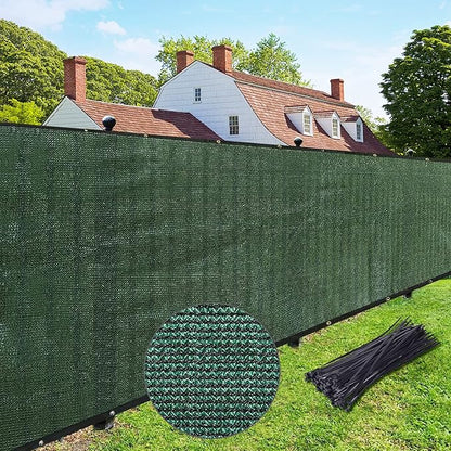 UPGRADE Privacy Fence Screen 6'x49' Dark Green Outdoor 90% Visibility Blockage 170 GSM Mesh Shade Cover Panels for Backyard,Balcony,Home Decoration with Zip Ties,Customized Avaliable