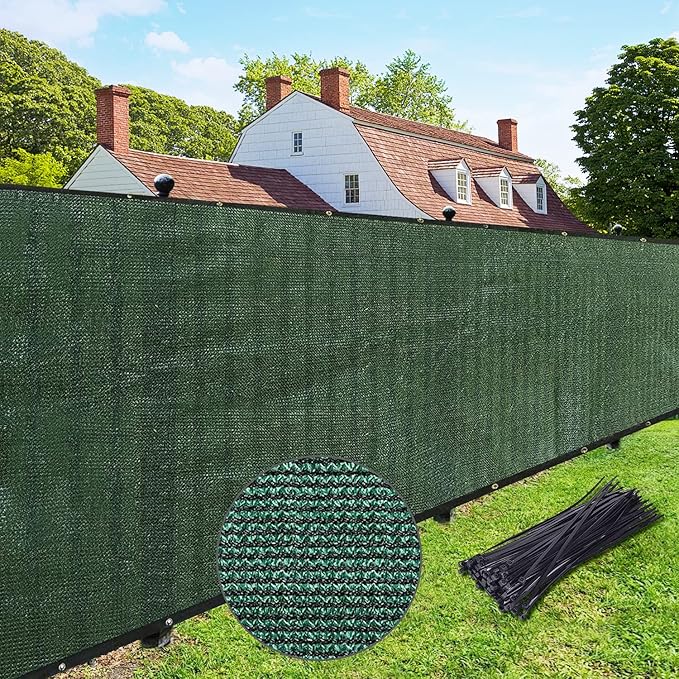 UPGRADE Privacy Fence Screen 5'x73' Dark Green Outdoor 90% Visibility Blockage 170 GSM Mesh Shade Cover Panels for Backyard,Balcony,Home Decoration with Zip Ties,Customized Avaliable