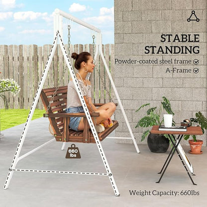 Porch Swing Stand, Heavy-Duty White Steel A-Frame, 528 lb Capacity